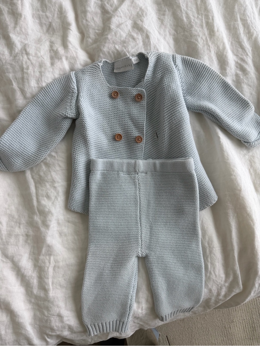 Elegant Baby Knit Set in Light Blue